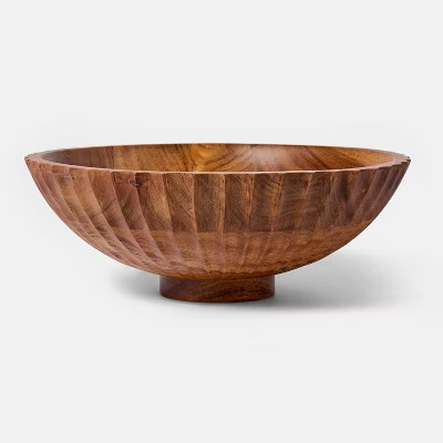 Acacia Wood Bowl - Threshold™ designed with Studio McGee: Ribbed Surface, Raised Base, Decorati... | Target
