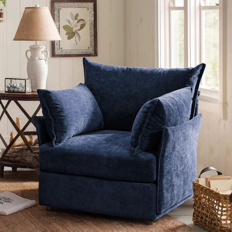 Merchelle 36'' W Oversized Premium Chenille Armchair With Accent Pillow & Removable Cushions | Wayfair North America