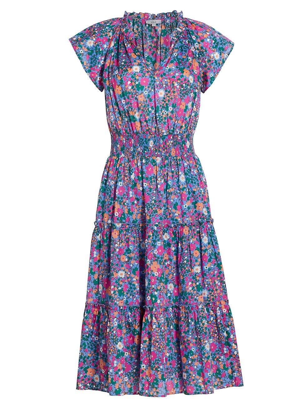 Amellia Floral Tiered Midi-Dress | Saks Fifth Avenue