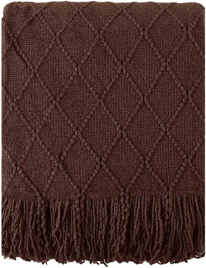 BATTILO HOME Dark Brown Throw Blanket for Couch, Chocolate Knit Throw Blankets for Home Decor, De... | Amazon (US)