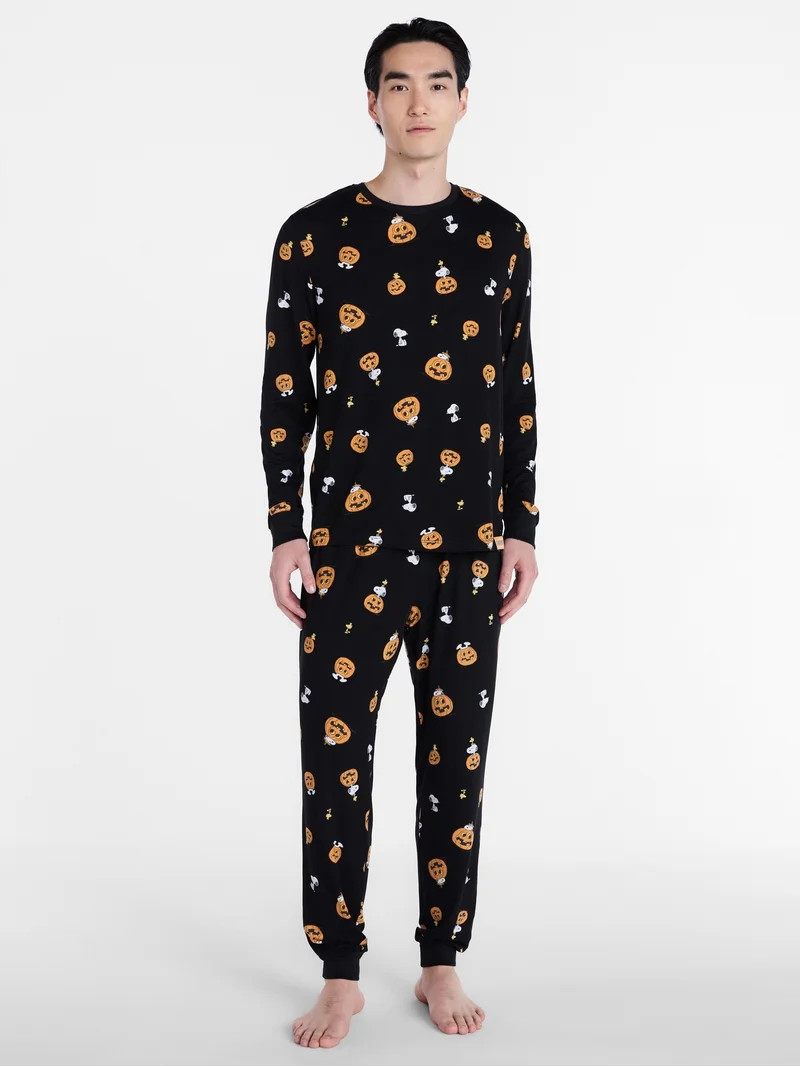 Peanuts Halloween Men's Snoopy Matching Family Sleepwear Long Sleeve Top and Pants Pajama Set, 2 ... | Walmart (US)