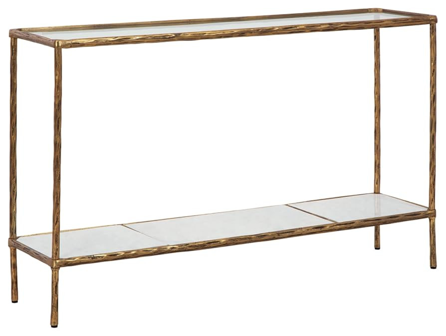 Signature Design by Ashley Ryandale Modern Console Sofa Table, Antique Brass Finish | Amazon (US)
