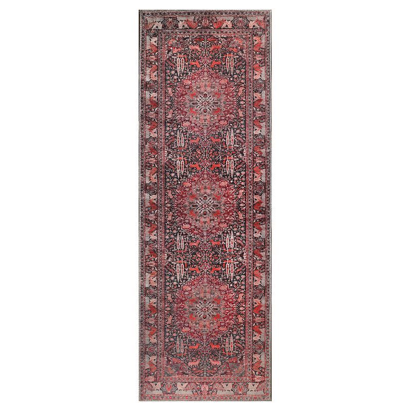 Bohemian Floral Medallion and Nature Oriental Flat-Weave Indoor Area Rug or Runner, 2'6"x7'6",  G... | Target