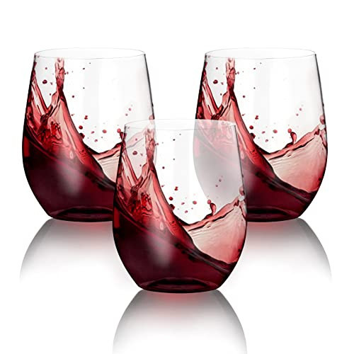SUT Clear Disposable Wine Glasses Stemless, 12oz Unbreakable Wine Cups 32 Pack, Shatterproof, Recyclable, Heavy Duty Plastic Wine Glasses for Parties Disposable | Amazon (US)