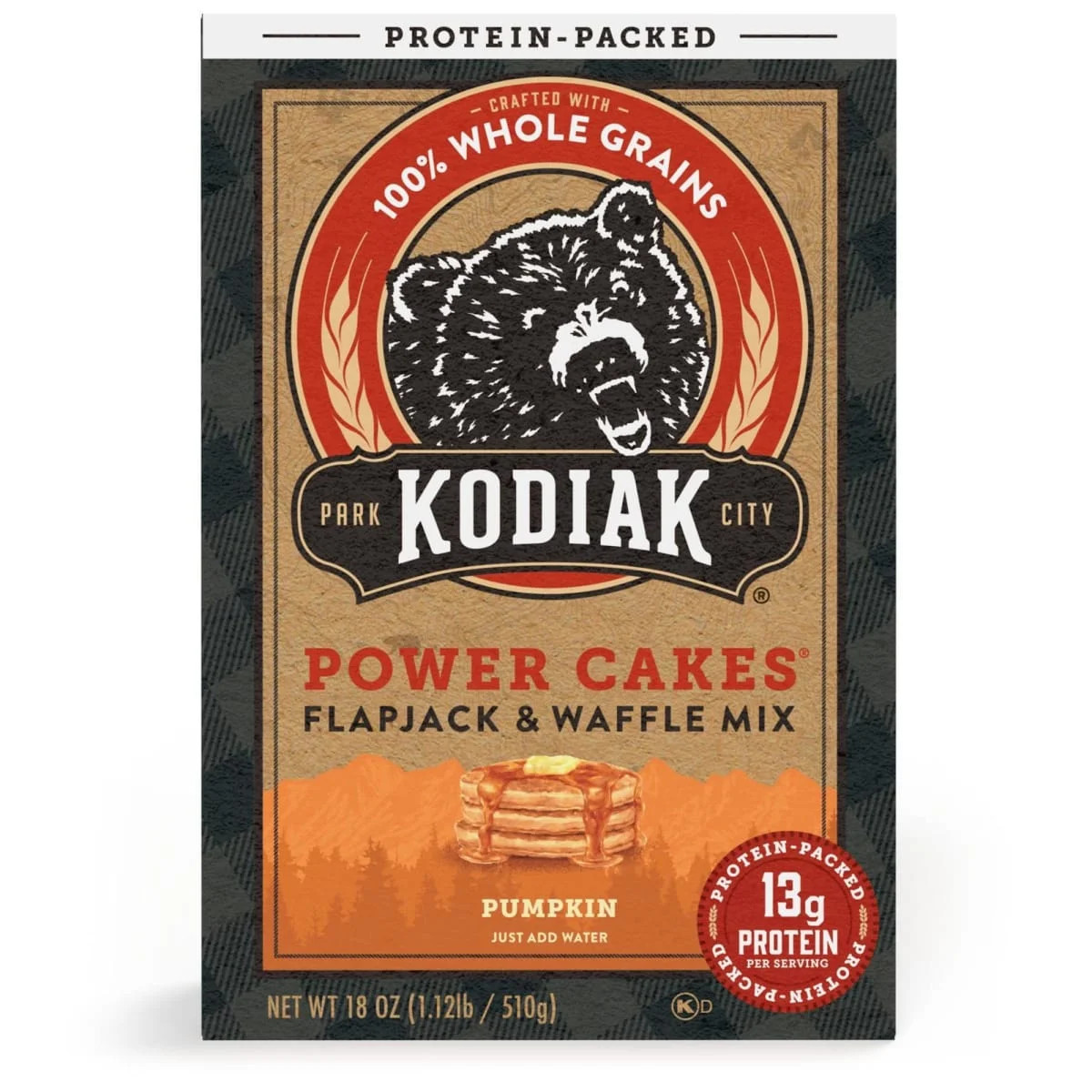 Kodiak Protein-Packed Power Cakes Pumpkin Pancake and Waffle Mix, 18 oz Box | Walmart (US)