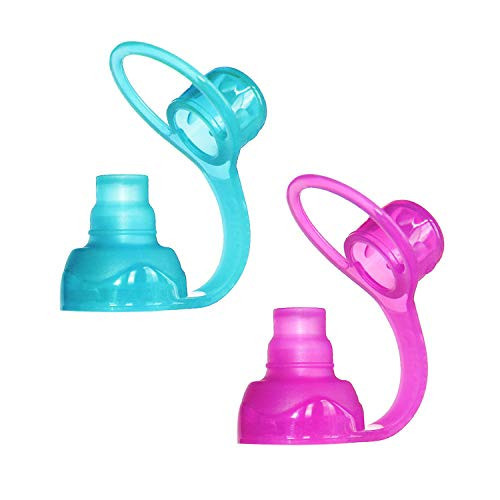 ChooMee SoftSip Food Pouch Top | Baby Led Weaning | No Spill Flow Control Valve, Protects Childs Mouth, 100% Silicone, BPA Free | 2CT Aqua Purple | Amazon (US)