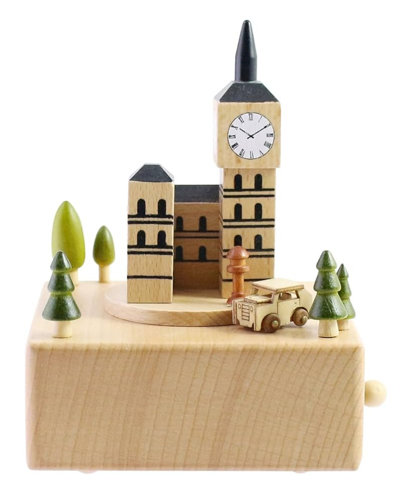 Cute Quality Made Wooden Musical Box Featuring London Big Ben With Small, Moving Magnetic Car | P... | Amazon (US)