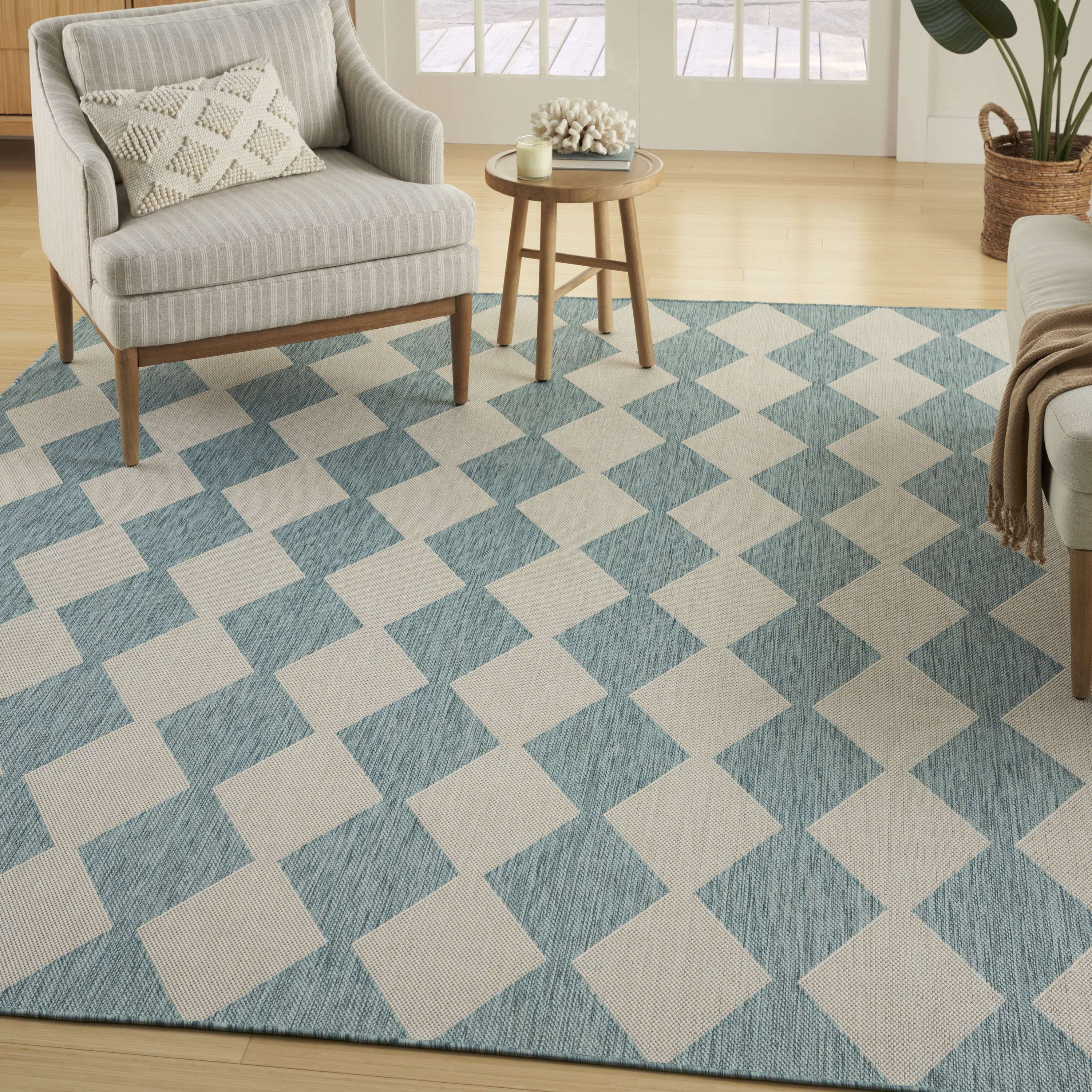 Nourison Positano Outdoor Aqua 9' x 12' Area Rug (9x12) | Walmart (US)