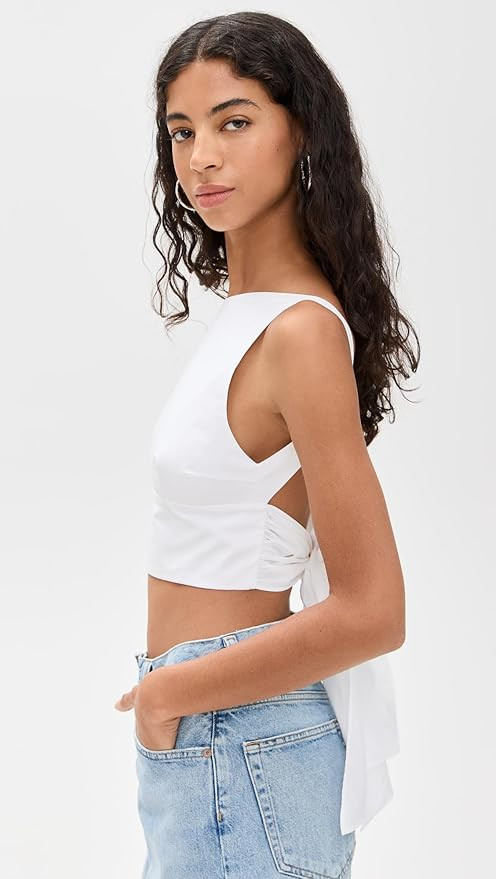 Susana Monaco Women's Poplin Open Back Tie Back Top | Amazon (US)