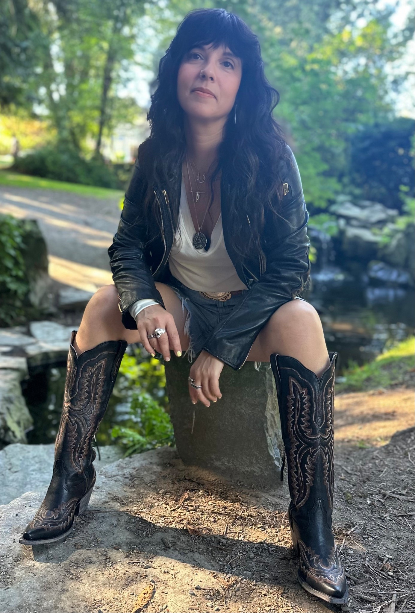 Leather and Denim are the perfect combination.  Leather Jacket, Cowboys boots and cut off shorts perfect for Rodeos, Festivals, Motorcycle rides, and everyday wear.

#LTKsummer #LTKfestival #LTKsale