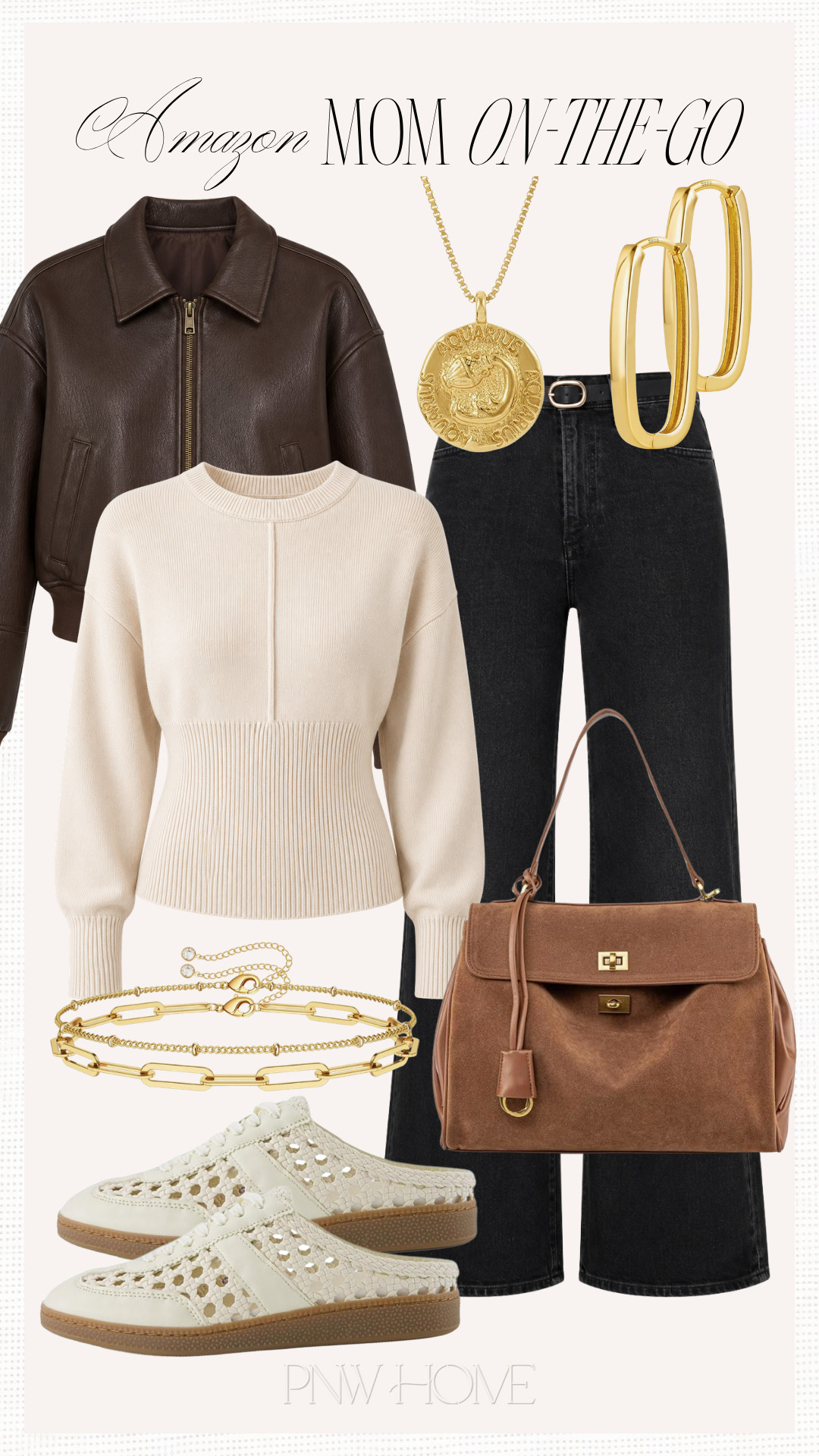 Amazon style finds that are perfect for the chic mom on-the-go!

fall fashion, fall looks, fall outfit, fall style, black jeans, black denim, black pants, off-white sweater, mom style, mom fashion, mom looks, mom outfit, mesh shoes, mesh mules, fall shoes, fall footwear, brown jacket, bomber jacket, gold hoops, oval hoops, gold pendant necklace, gold bracelet, brown handbag, neutral fashion, neutral style, neutral outfit, workwear, office casual 

 #LTKgrwm #LTKootd #LTKmomlife
