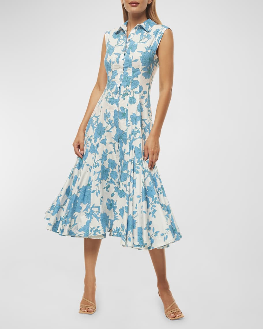 Charlotte Sleeveless Button-Front Midi Dress | Neiman Marcus