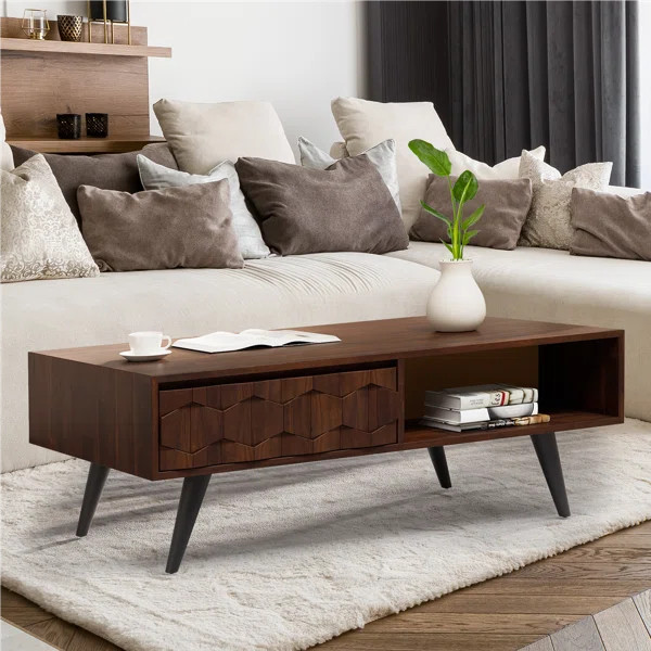 Georgina Solid Wood 4 Legs Coffee Table with Storage | Wayfair North America