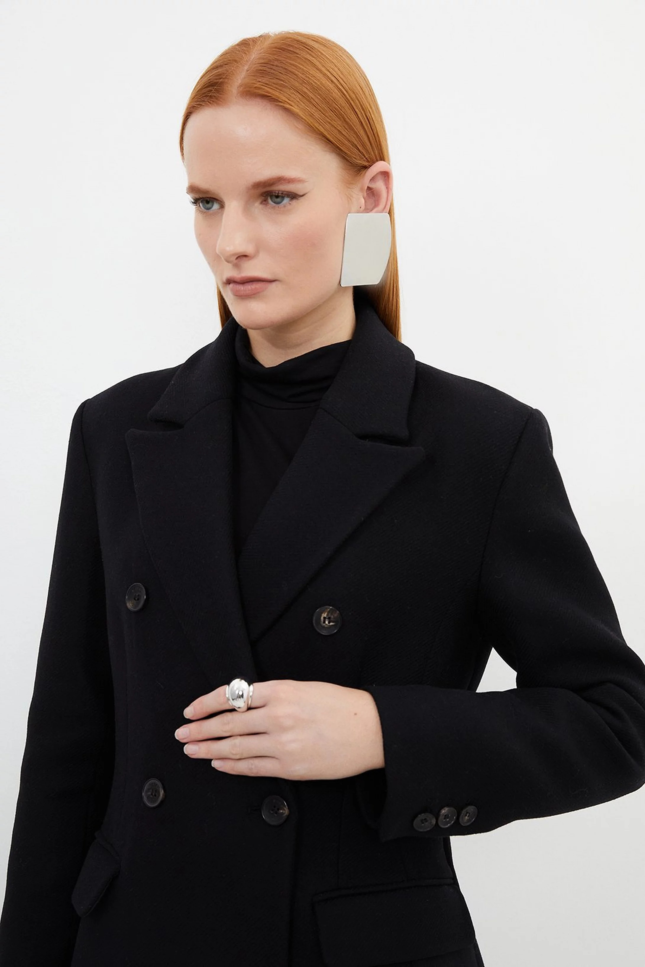 Italian Manteco Wool Maxi Double Breasted Tailored Coat | Karen Millen UK + IE + DE + NL
