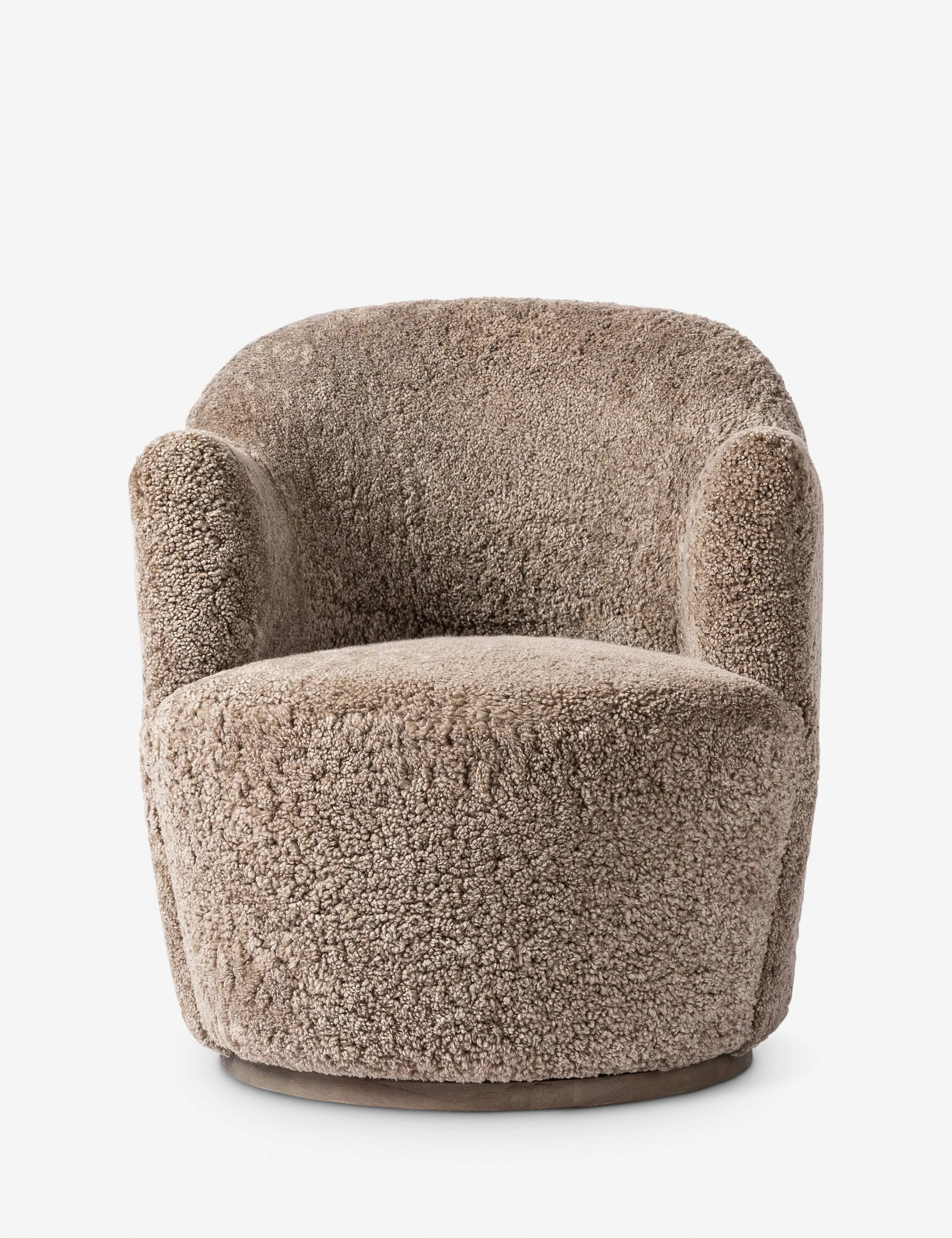 Margie Swivel Chair, Taupe Shearling | Lulu and Georgia 