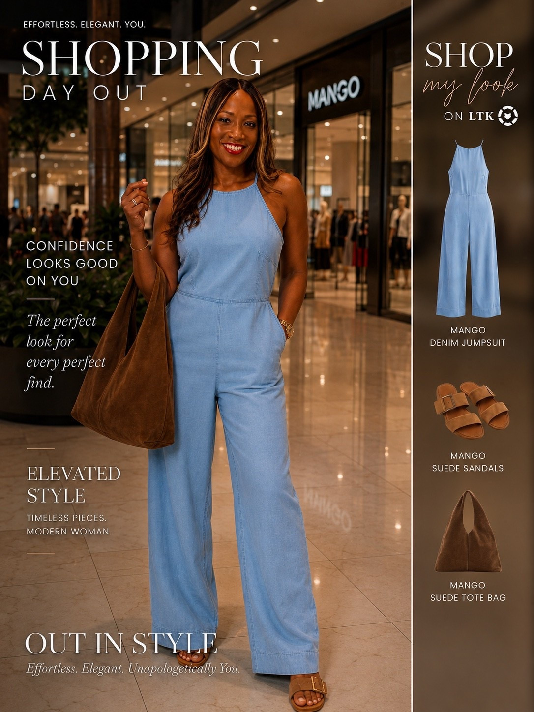 Denim done right. 💙

The kind of outfit that makes shopping feel like an event. This Mango denim jumpsuit is effortless, comfortable, and polished enough to turn a casual mall run into a style moment. Paired with suede sandals and a slouchy tote, it’s the perfect blend of relaxed and refined.

✨ Easy to wear
✨ Comfortable all-day fit
✨ Neutral accessories that go with everything
✨ A one-and-done outfit that still looks put together

Proof that great style doesn’t have to be complicated.

#SlayTheLook #MangoStyle #DenimJumpsuit #ShopMyLook #LTKStyle #Over50Fashion #EverydayStyle #CasualChic #WeekendStyle #OOTD #SpringStyle #SummerStyle

#LTKootd #LTKMidsize #LTKOver40