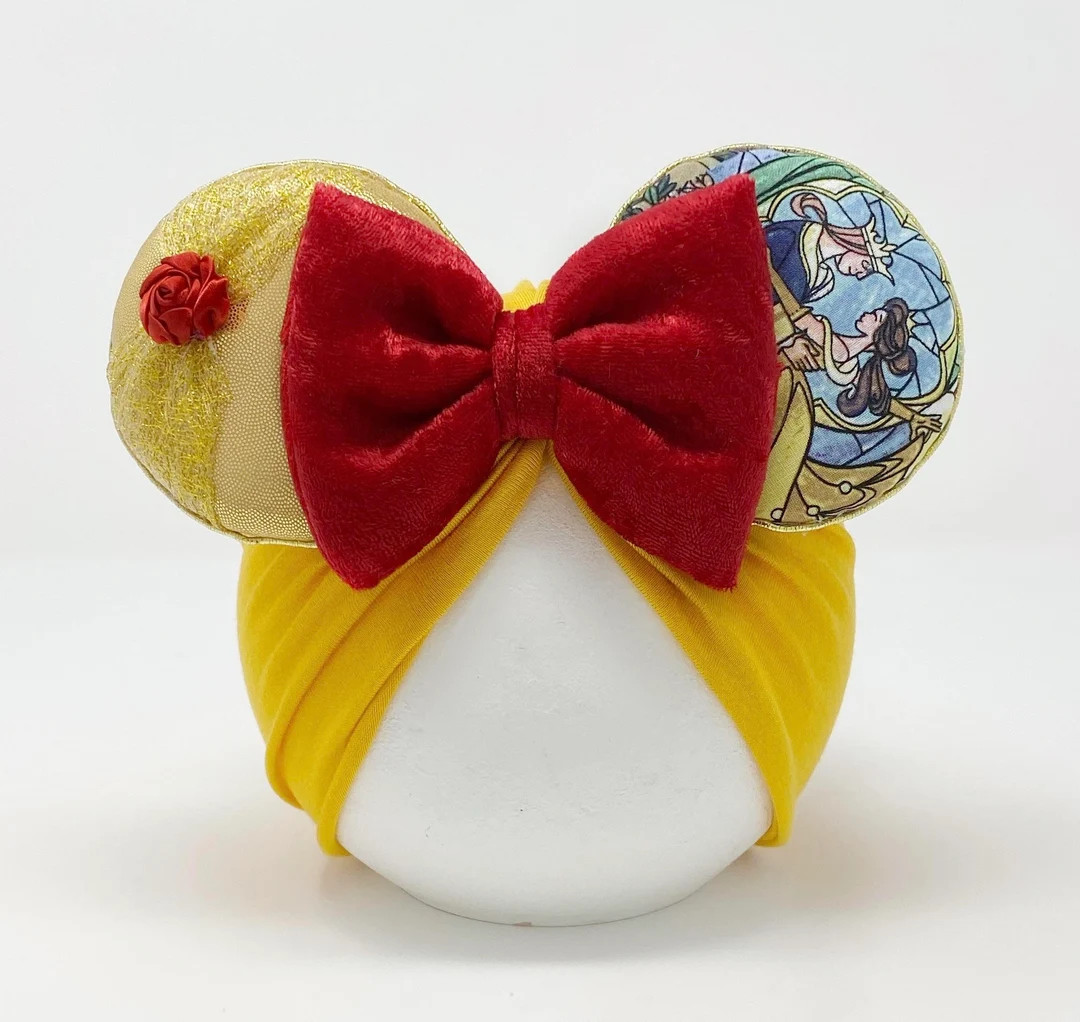 Beauty and The Beast || Minnie Ears Headwrap || Minnie Ears Turban || Disney Princess Accessory | Etsy (US)