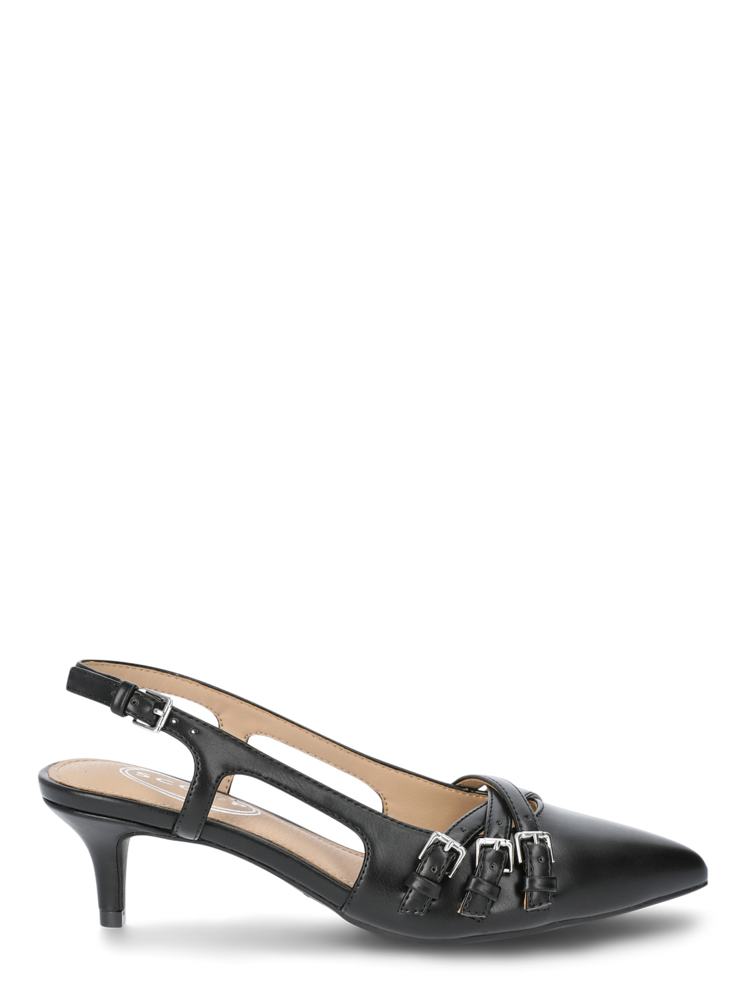 Scoop Women’s Faux Leather Moto Kitten Heel Slingbacks | Walmart (US)