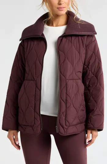 Zella Onion Quilted Jacket in Burgundy Fudge at Nordstrom Rack, Size Large | Nordstrom Rack