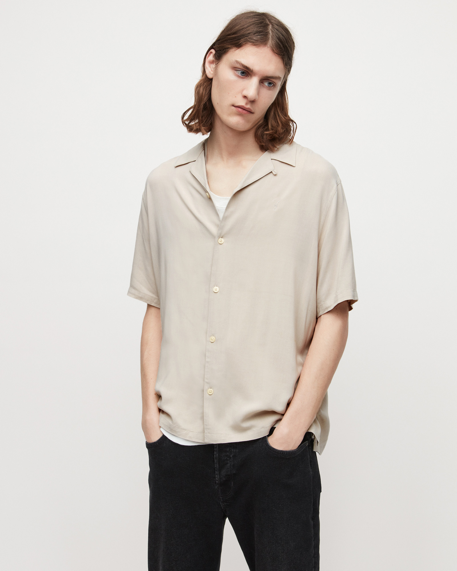 Venice Camp Collar Ramskull Shirt | AllSaints UK