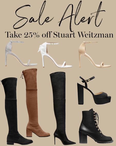 Kat Jamieson of With Love From Kat shares her favorite Stuart Weitzman shoes today on the blog. Take 25% off at Stuart Weitzman until November 26th with code SWBF25! Over the knee boots, booties, platform sandals, bridal heels, neutral sandals.

#LTKshoecrush #LTKHoliday