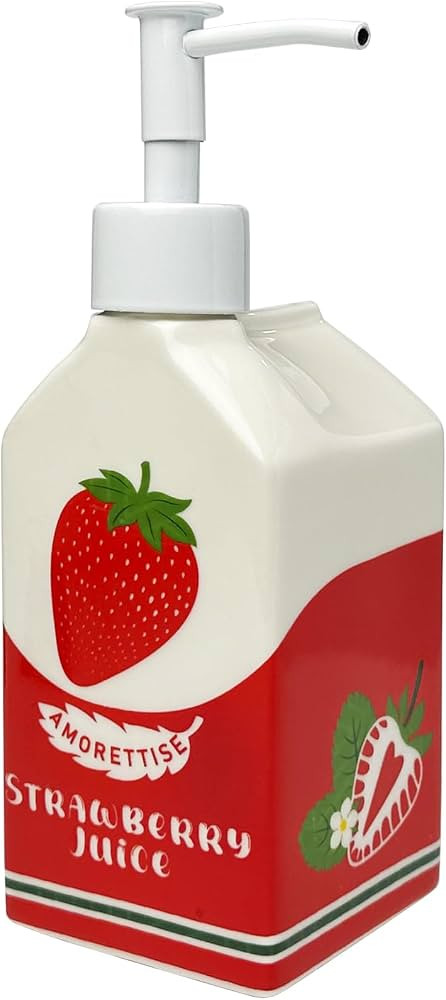 Ceramic Strawberry Juice Bottle Soap Dispenser, Refillable Lotion Bottle for Bathroom Kitchen Dis... | Amazon (US)