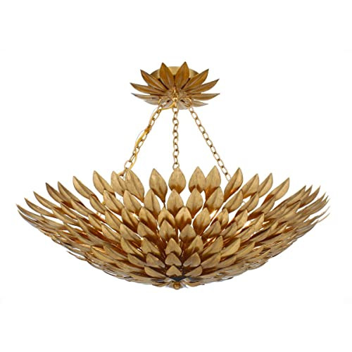Crystorama Broche 6 Light Antique Gold Semi Flush Mount | Amazon (US)
