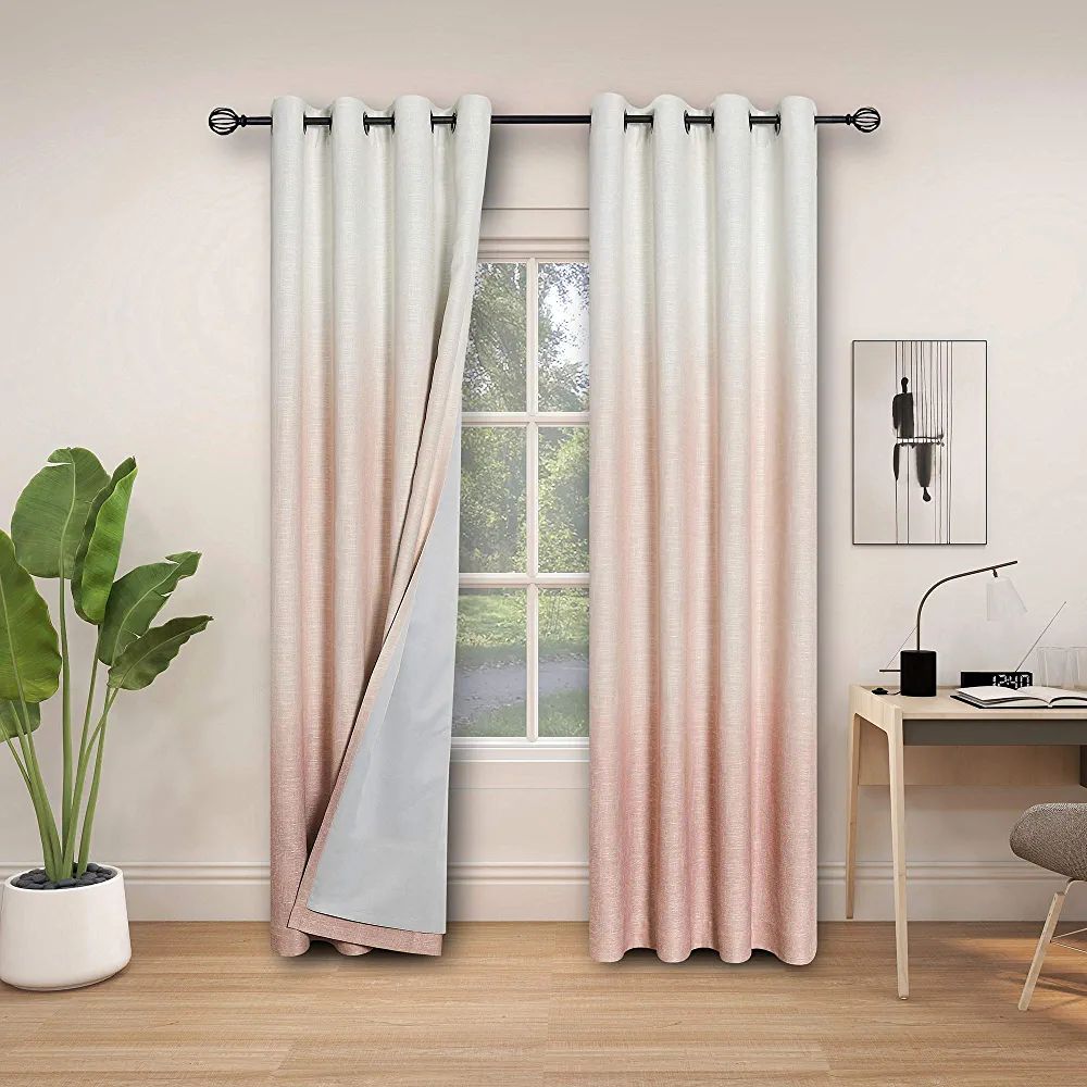 Central Park Ombre Full Blackout Room Darkening Window Curtains for Bedroom Drapes Heavy Linen Te... | Amazon (US)