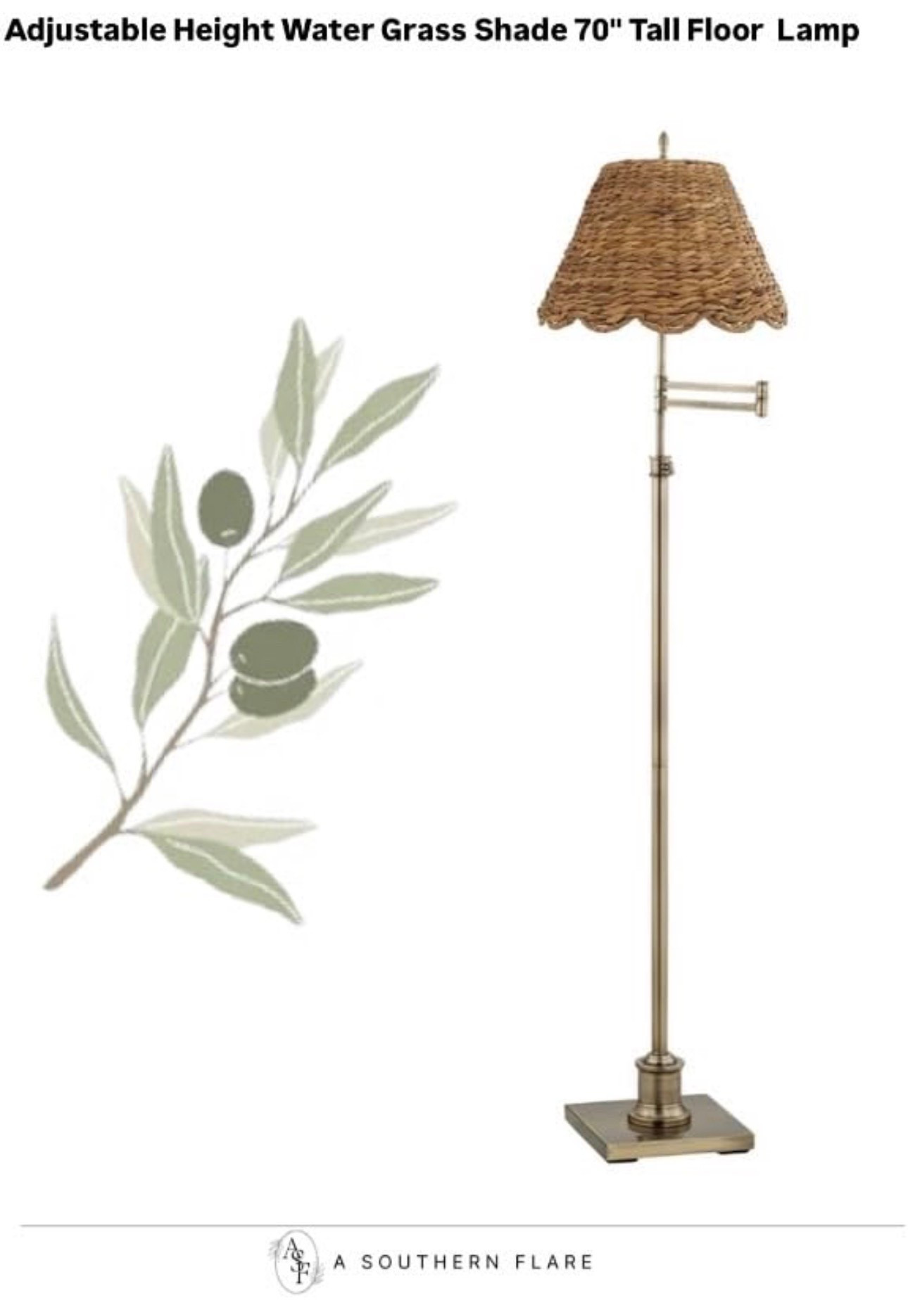 Adjustable Height Water Grass Shade 70' Tall Floor Lamp! The perfect addition for any room. #HomeDecor #Lighting