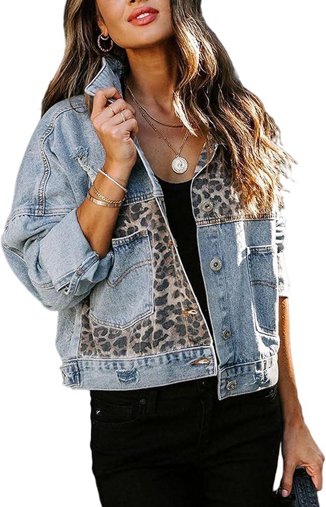 SOMTHRON Women's Distressed Denim Jeans Outfits Coat Spring Fall Ripped Jeans Outerwear Denim Jac... | Amazon (US)