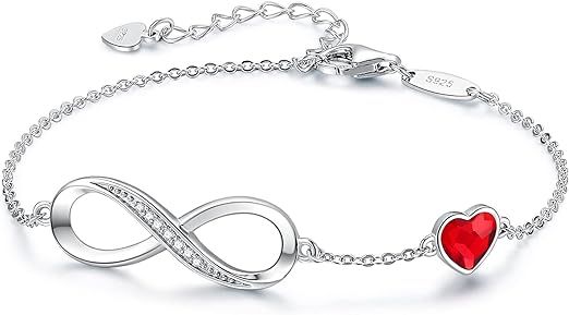 CDE Infinity Heart Symbol Charm Bracelet for Women 925 Sterling Silver Adjustable Mother's Day Je... | Amazon (US)