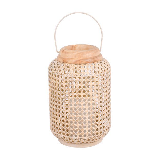 Better Homes & Gardens Battery-Operated Outdoor Beige Metal LED Lantern | Walmart (US)