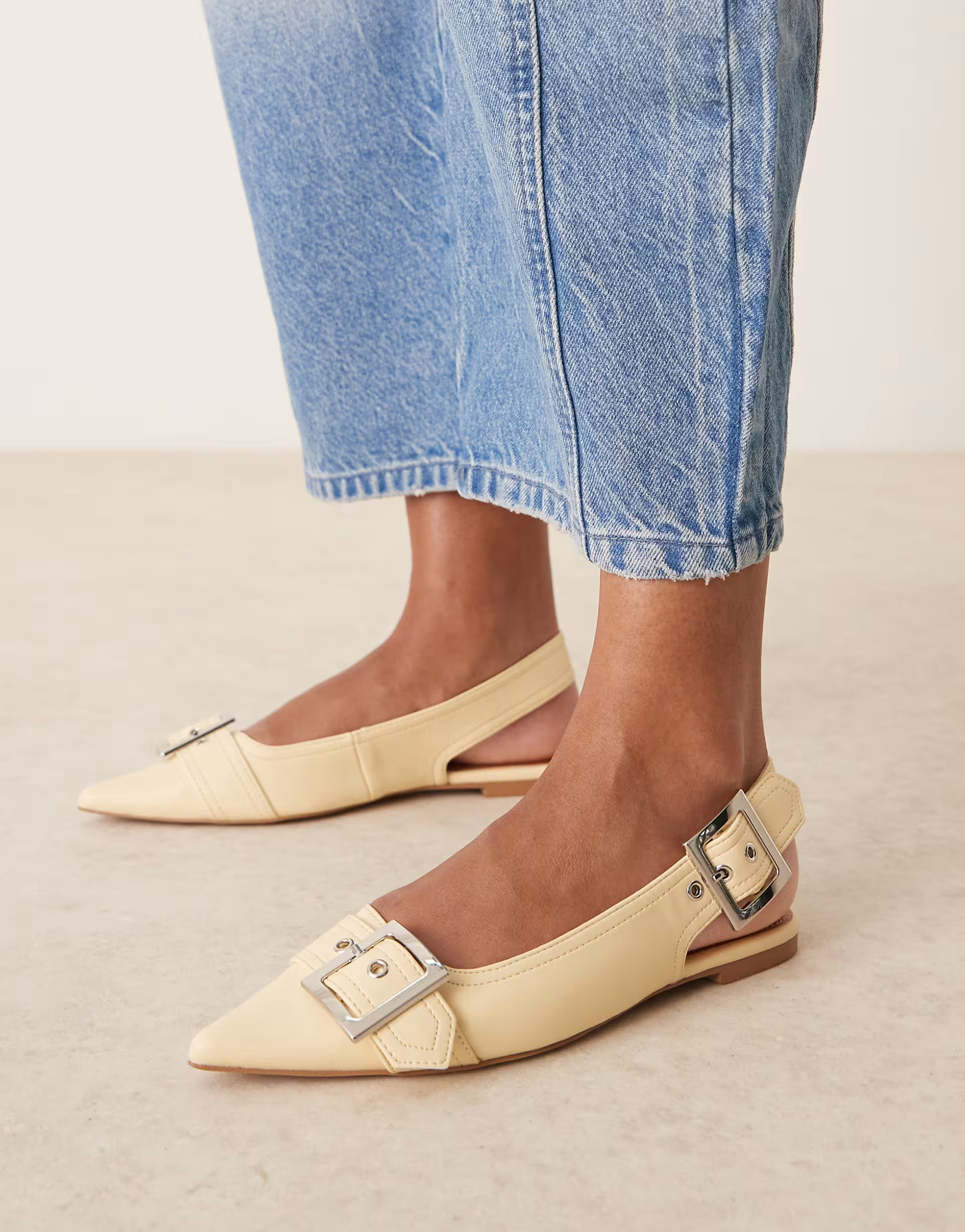 ASOS DESIGN Legion buckle ballet flats in yellow | ASOS | ASOS (Global)