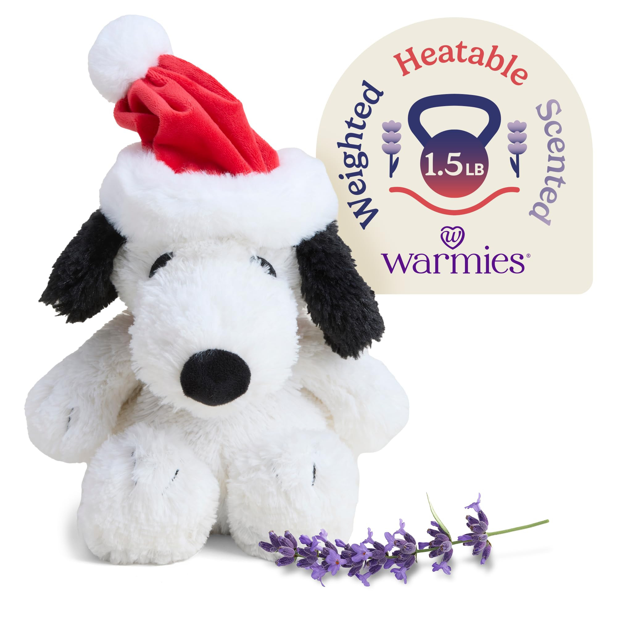 warmies Microwavable & Weighted Stuffed Animals, Snoopy with Santa Hat - Heated Stuffed Animal Pl... | Amazon (US)