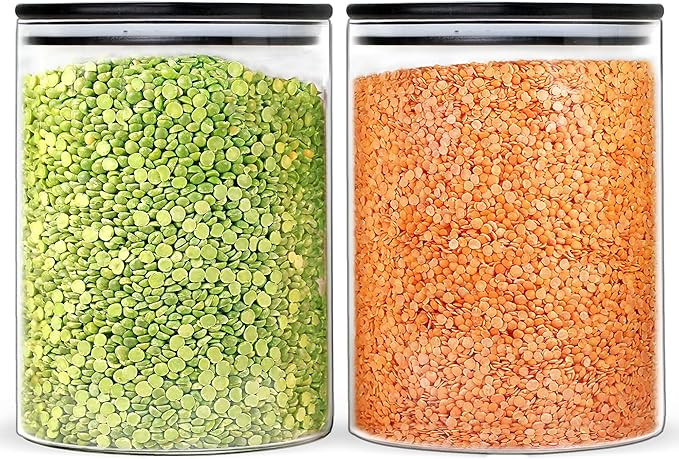 Glass Jars with Black Bamboo Lids, Glass Food Jars and Canisters Sets, Large Size Glass Food Stor... | Amazon (US)