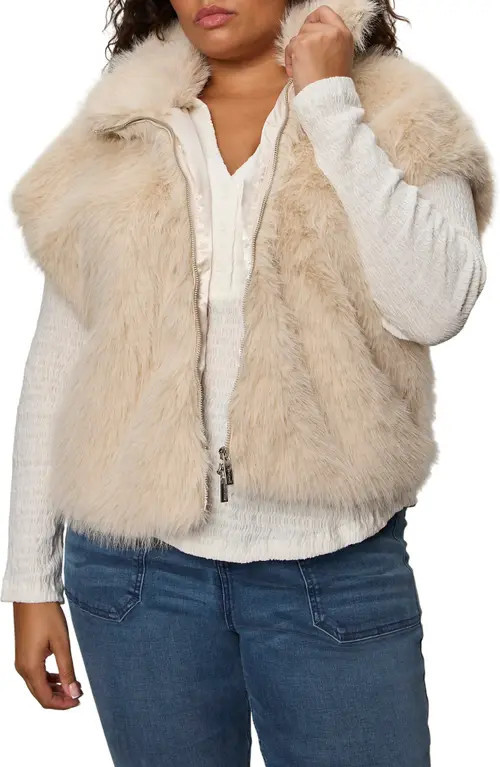 Sanctuary Silky Faux Fur Vest in Almond White at Nordstrom, Size 2 X | Nordstrom