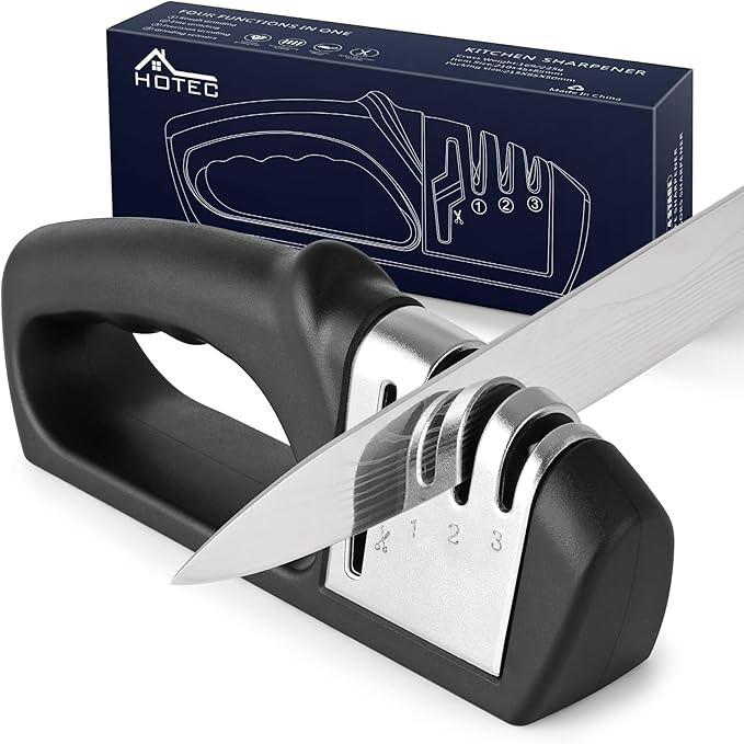 HOTEC 4in1 Knife Sharpener, 3 Stage Manual Sharpener for Sharpening Kitchen Knives 1 Stage for Sc... | Amazon (US)