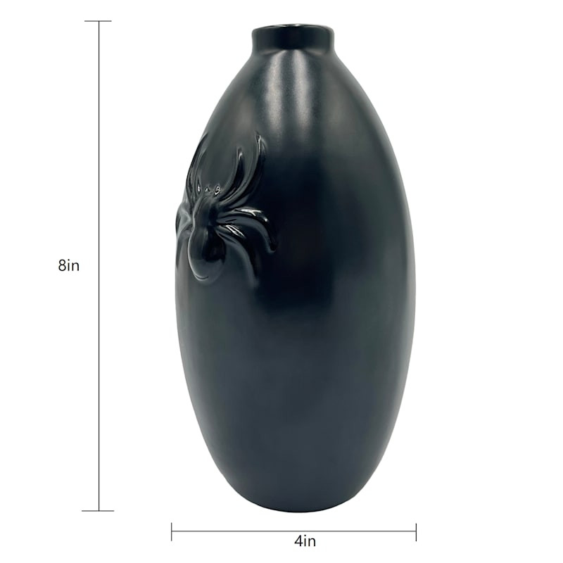 Black Ceramic Halloween Skull Vase, 8" | At Home