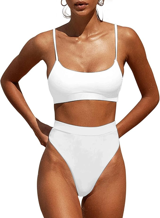 MELYUM High Waisted Bikini Sets for Women Two Piece Swimsuit Tummy Control Bathing Suit Cheeky Bo... | Amazon (US)