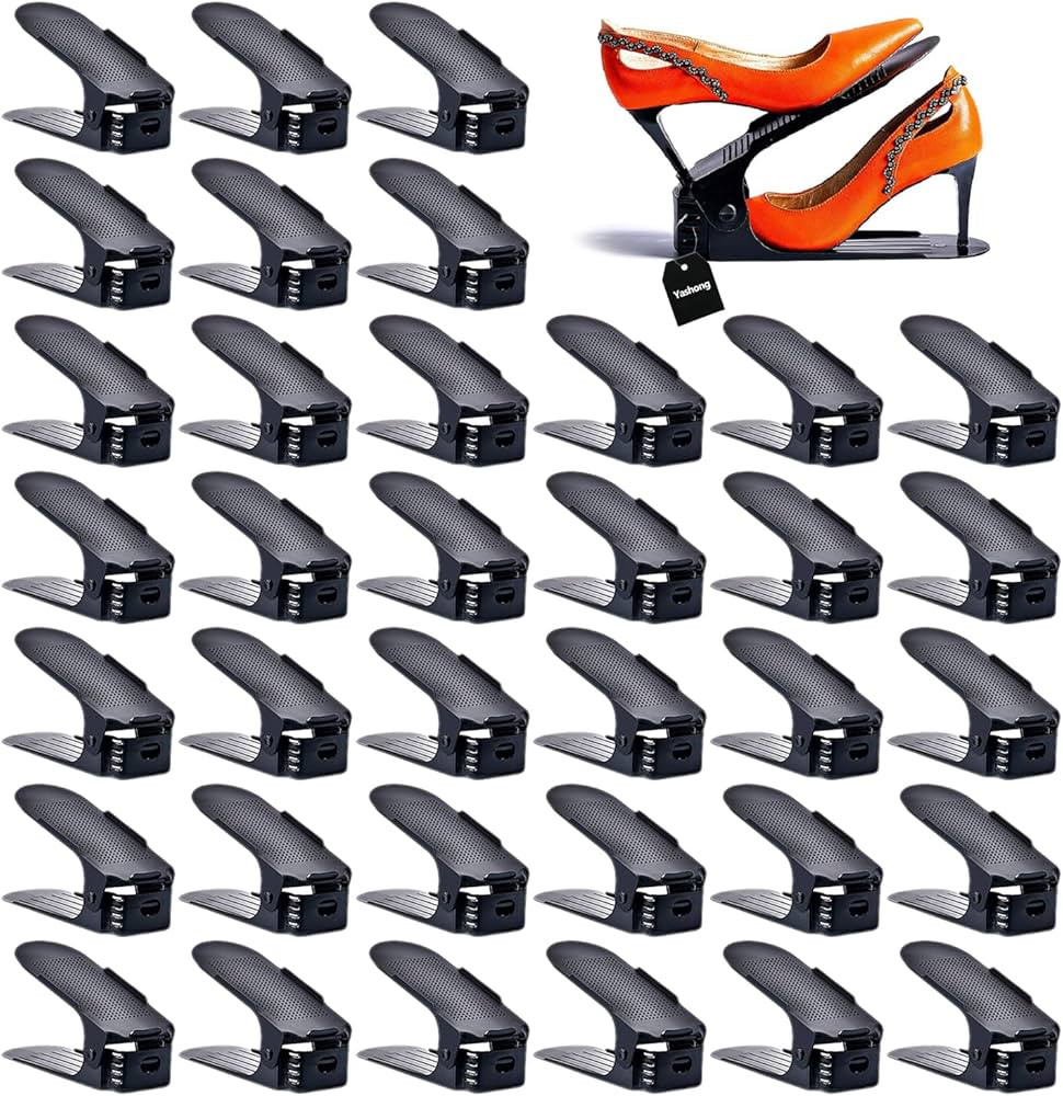 Yashong Shoe Slots Organizer, 36PCS Adjustable Double Layer Stack Shoe Rack, 50% Space-Saving Sto... | Amazon (US)