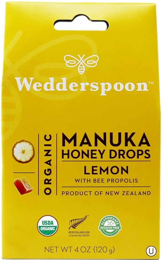 Wedderspoon Organic Manuka Honey Drops, Lemon & Bee Propolis, 20 Count (Pack of 1) | Genuine New ... | Amazon (US)