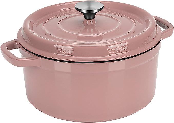 Dutch Oven Pink,Enameled Cast Iron Dutch Oven with Lid, 4 Quart Round Nonstick Enamel Cookware Cr... | Amazon (US)