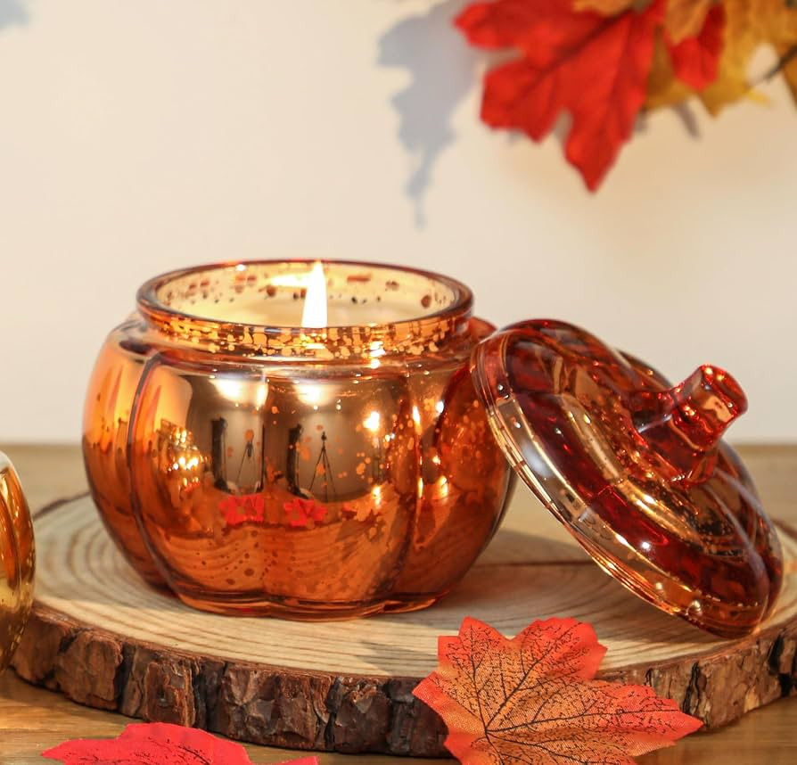 Fall Pumpkin Shaped Candle Pumpkin Spice Candle Farmhouse Thanksgiving Scented Fall Decorations f... | Amazon (US)