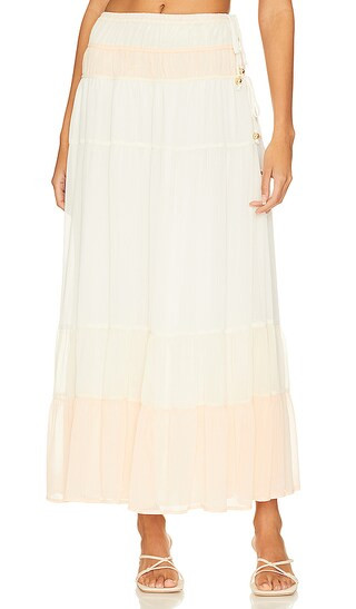 X Revolve Annette Maxi Skirt in Ivory & Peach Multi | Revolve Clothing (Global)