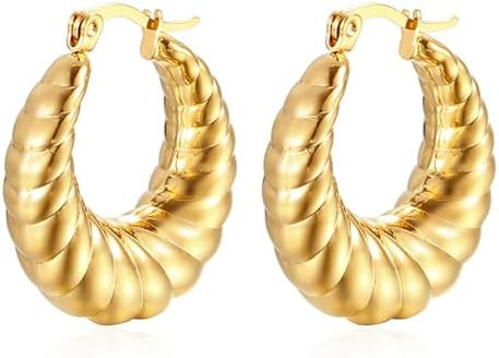 coadipress Croissant Earrings for Women Twisted Round Hoop Earrings Elegant Small Hoop Earrings 1... | Amazon (US)