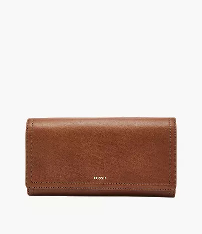 Logan Leather RFID Flap Clutch Wallet | Fossil (US)