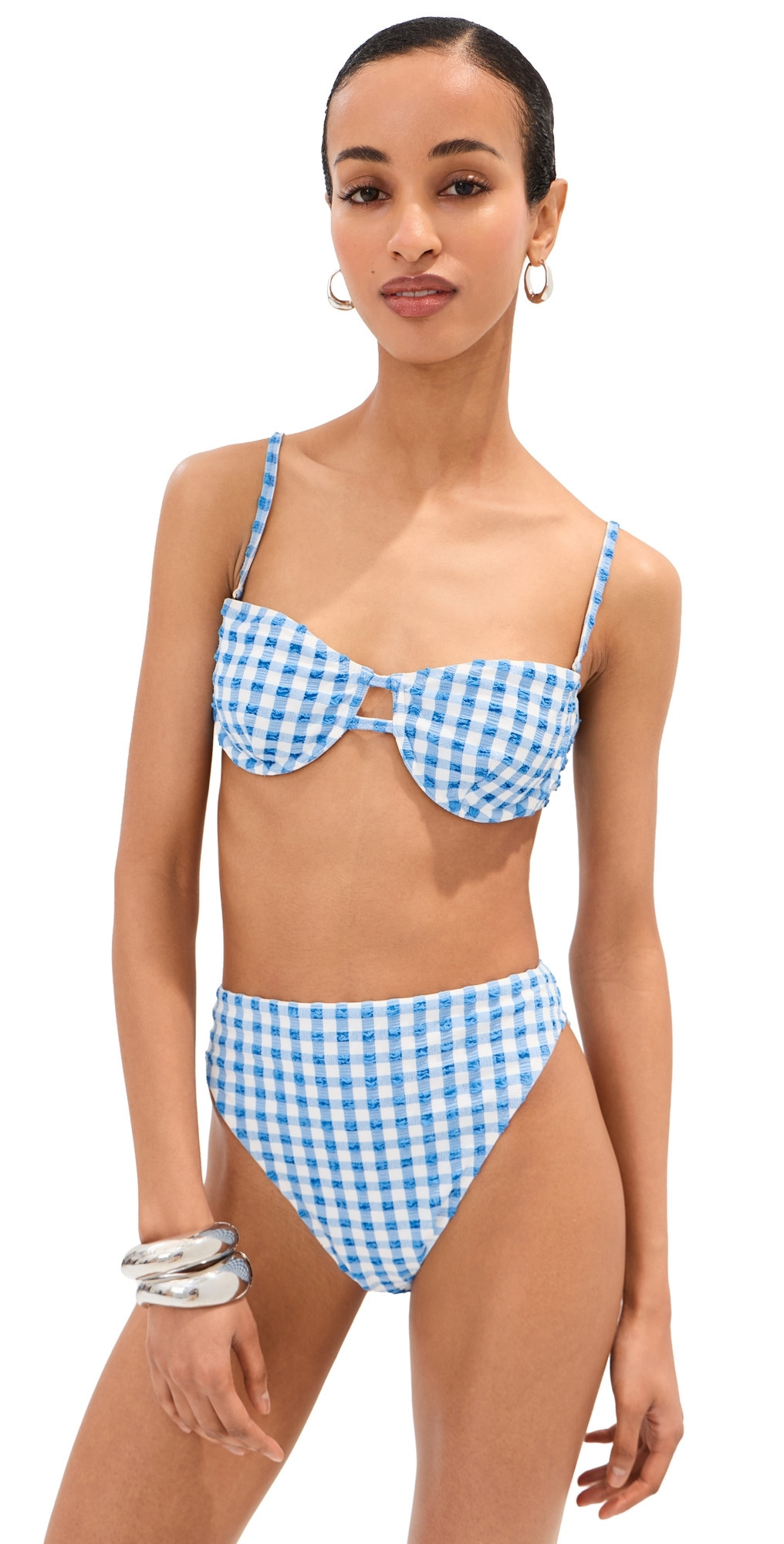 LE BOP Underwire Bikini Top Gingham (Marina/Ivory) M | Shopbop