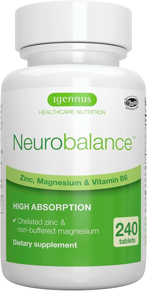 Neurobalance, High Absorption Zinc Magnesium B6 Supplement, Non-GMO Brain, Sleep & Immune, Chelat... | Amazon (US)