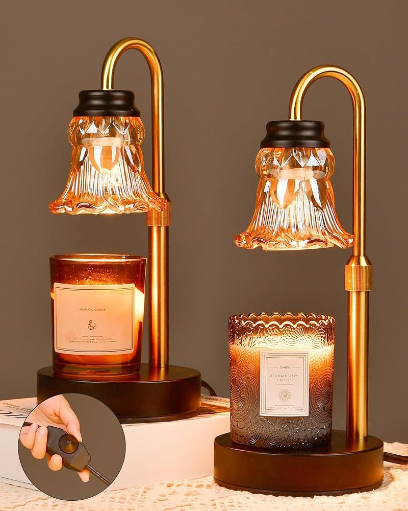 JACKYLED 2 Pack Candle Warmer Lamp with Dimmer, Height Adjustable Candle Lamp Warmer with Heating... | Amazon (US)