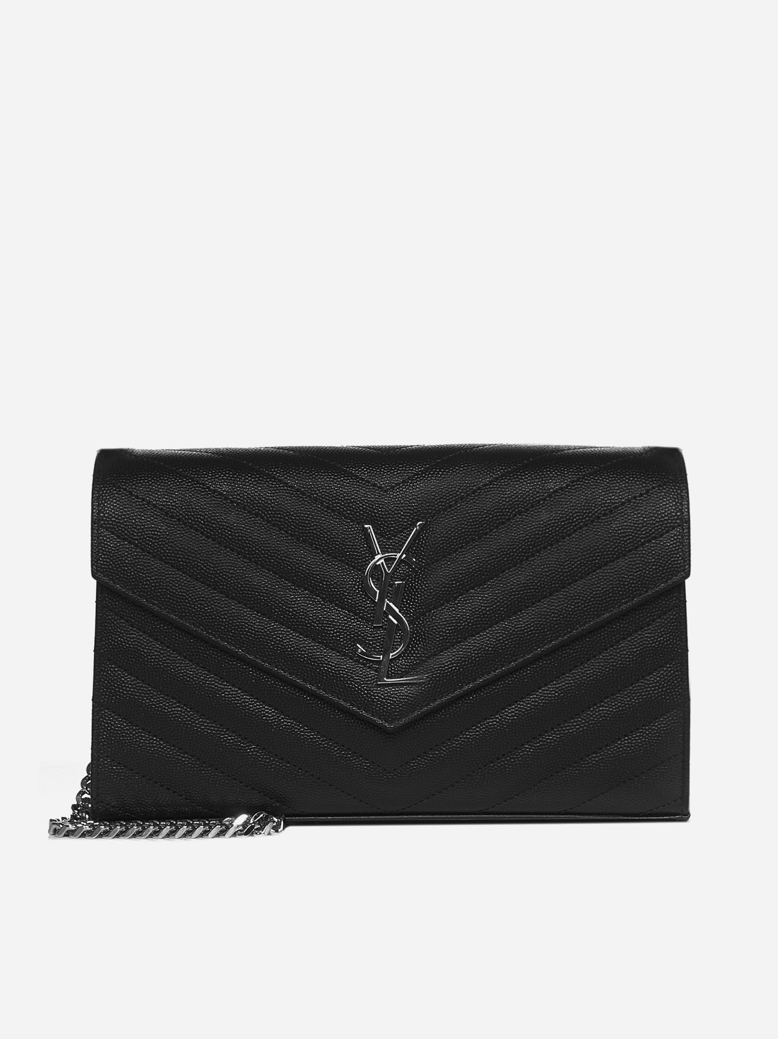 YSL logo quilted leather wallet on chain bag | D'ANIELLO BOUTIQUE